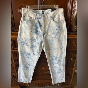 NWT Gap acid wash boyfriend button fly high waisted distressed jeans